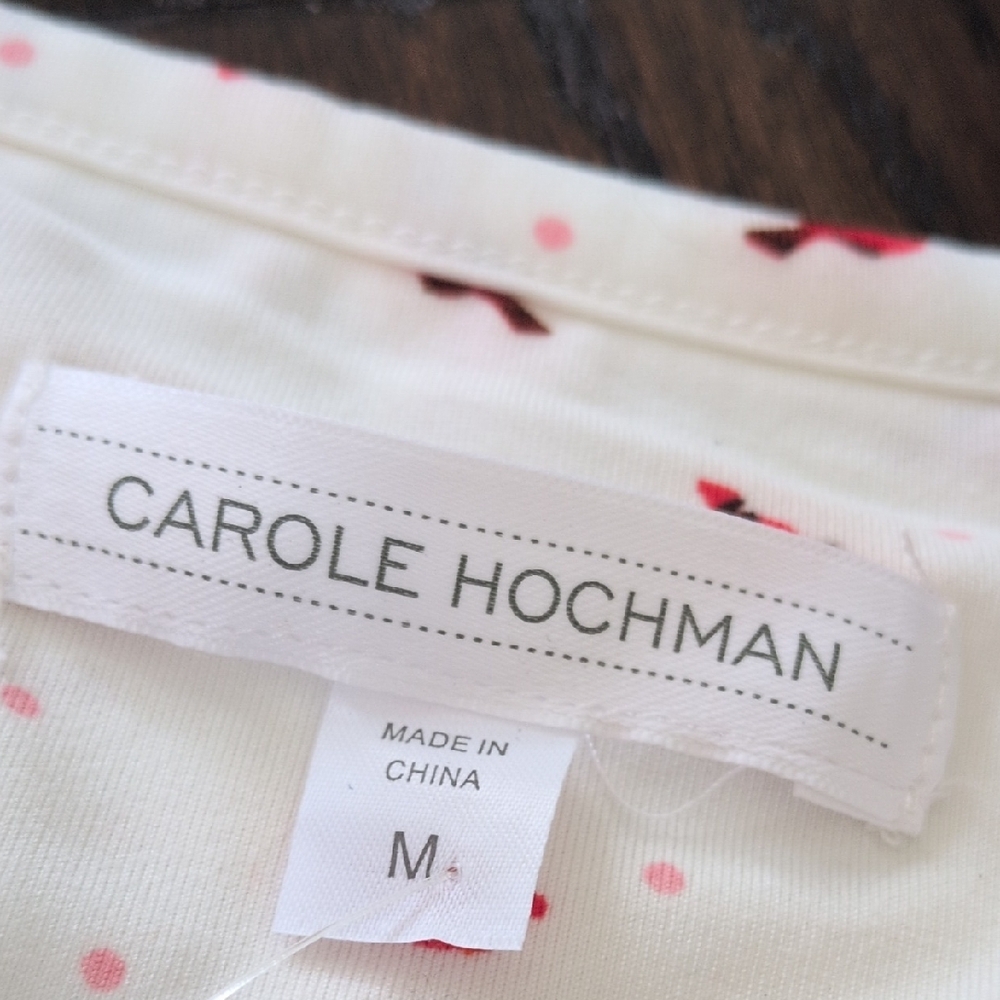CAROLE HOCHMAN I NWT Brushed Ivory Long Sleeve Carinal Print Nightgown, M - Picture 4 of 11